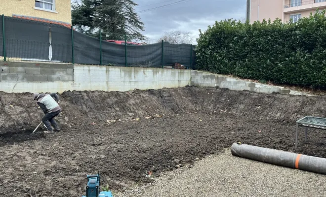 Aménagement extérieur d’une maison neuve à Givors , Mornant, Hugot Paysage