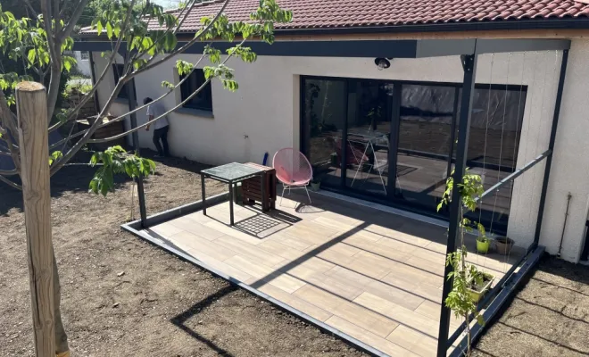 Aménagement extérieur d’une maison neuve à Givors , Mornant, Hugot Paysage